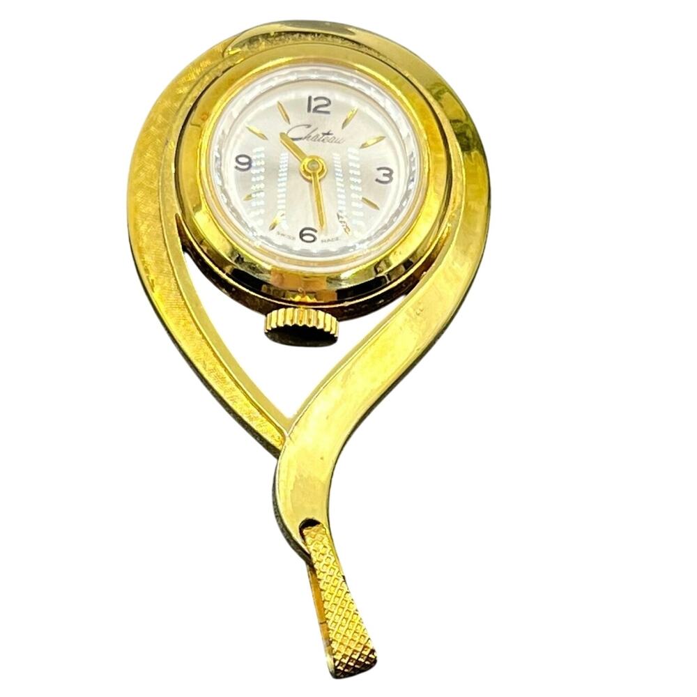 Chateau Vintage Pendant Swiss
Watch Womens‎ Gold Tone Stainless Steel White Dial